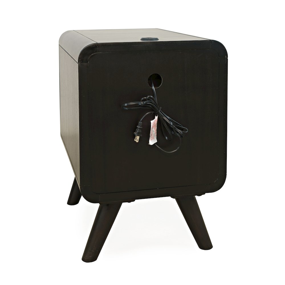 Mid-Century Modern USB Charging Curved Chairside End Table with Storage Drawers