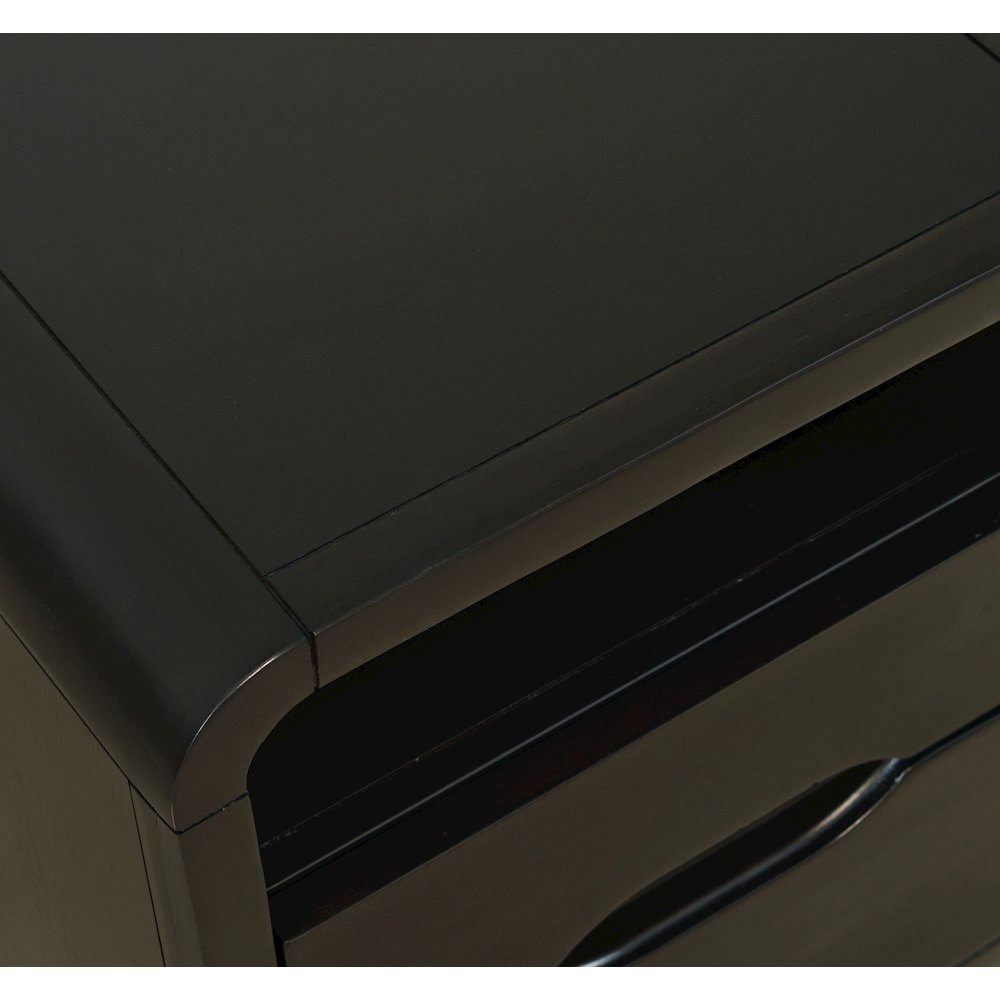 Mid-Century Modern USB Charging Curved Chairside End Table with Storage Drawers