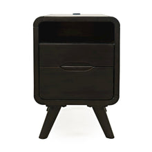 Mid-Century Modern USB Charging Curved Chairside End Table with Storage Drawers