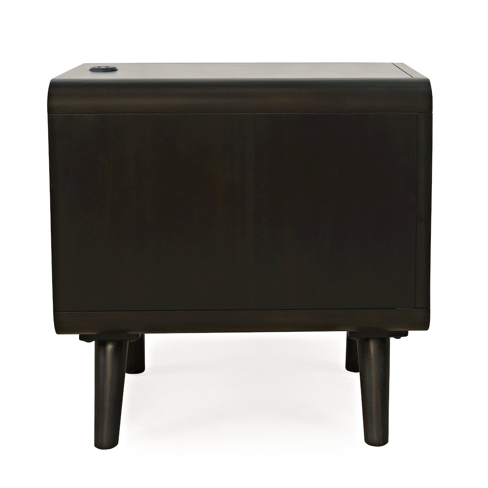 Mid-Century Modern USB Charging Curved Chairside End Table with Storage Drawers