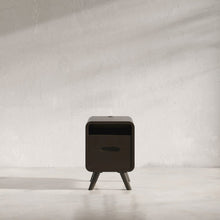 Mid-Century Modern USB Charging Curved Chairside End Table with Storage Drawers