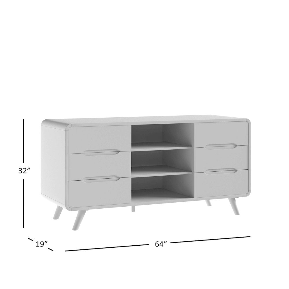 Mid-Century Modern 64" Curved Media Console TV Stand
