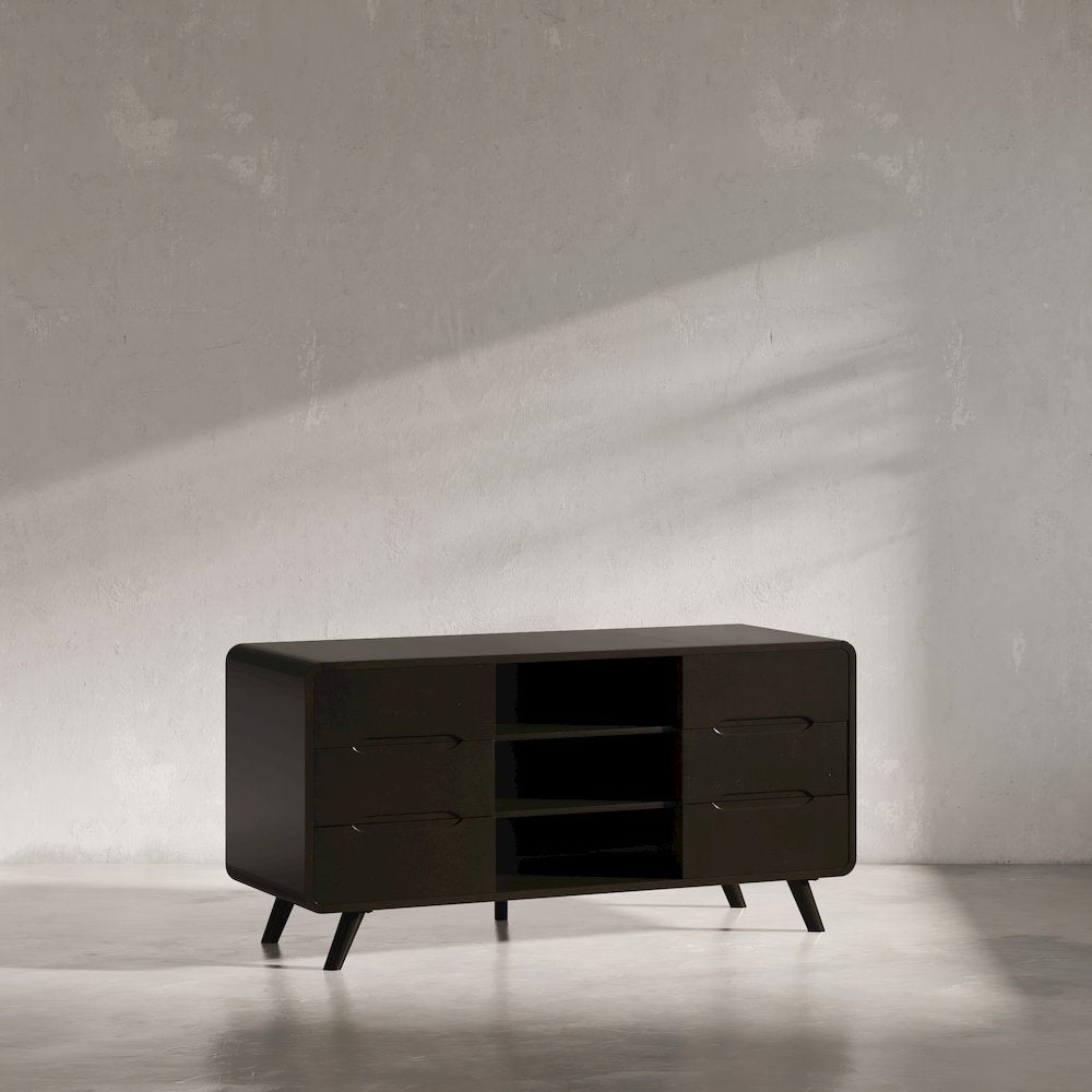 Mid-Century Modern 64" Curved Media Console TV Stand