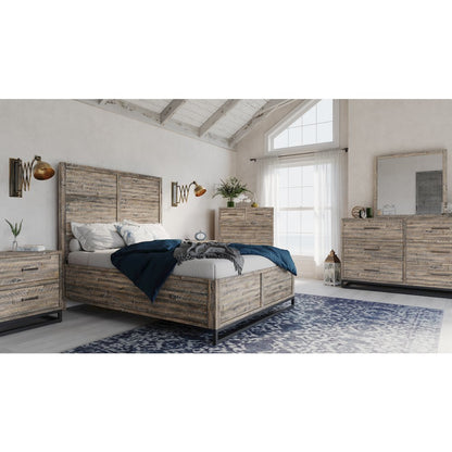 Modern Coastal 25" Distressed Solid Wood Nightstand with USB Charging