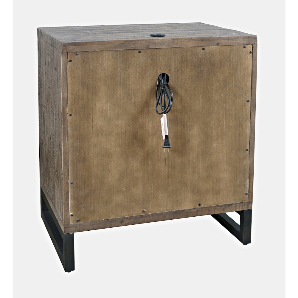 Modern Coastal 25" Distressed Solid Wood Nightstand with USB Charging
