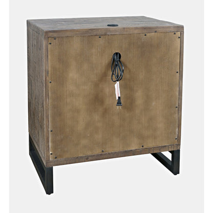 Modern Coastal 25" Distressed Solid Wood Nightstand with USB Charging
