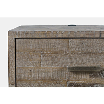 Modern Coastal 25" Distressed Solid Wood Nightstand with USB Charging