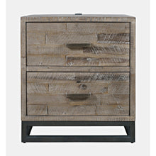Modern Coastal 25" Distressed Solid Wood Nightstand with USB Charging