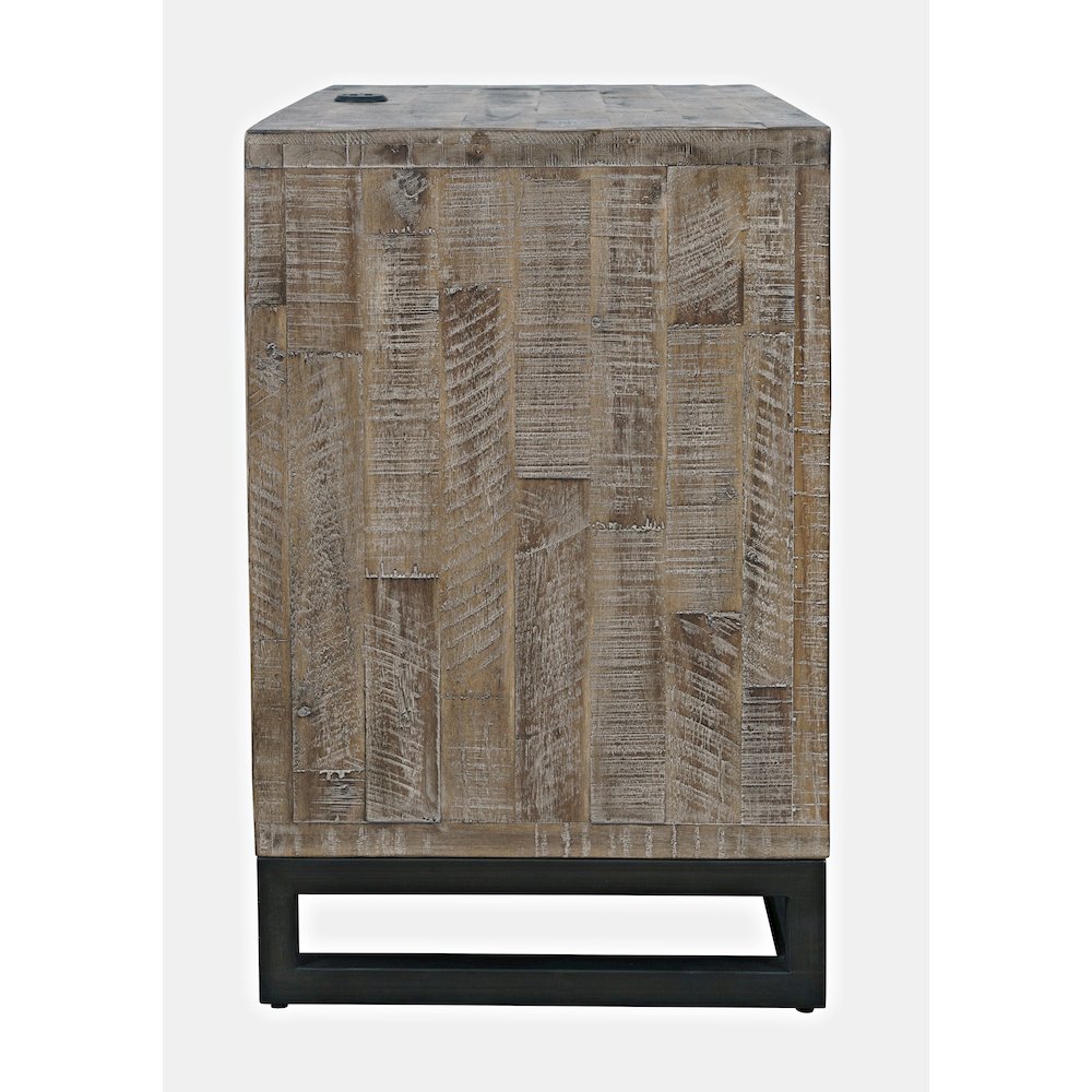 Modern Coastal 25" Distressed Solid Wood Nightstand with USB Charging