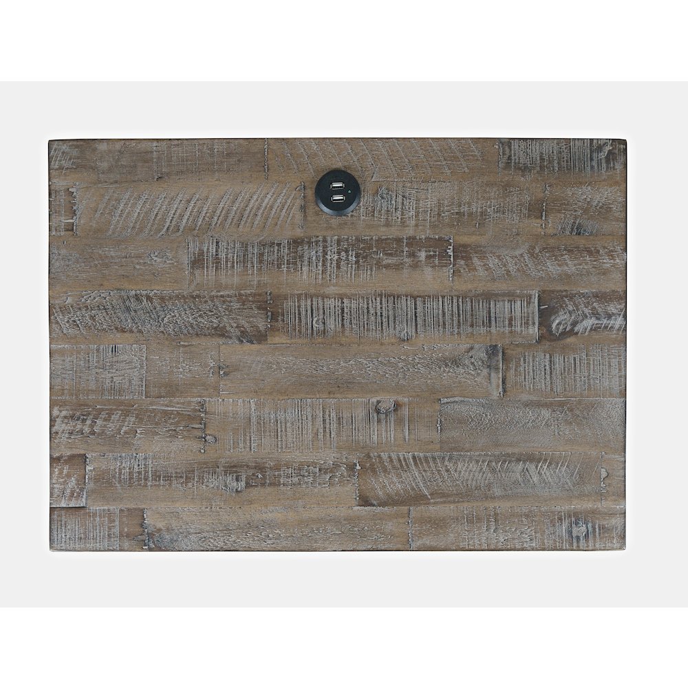 Modern Coastal 25" Distressed Solid Wood Nightstand with USB Charging