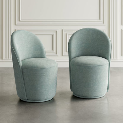 Landon Mid-Century Modern Upholstered Swivel Dining Chair (Set of 2)