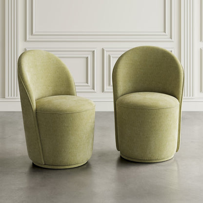 Landon Mid-Century Modern Upholstered Swivel Dining Chair (Set of 2)