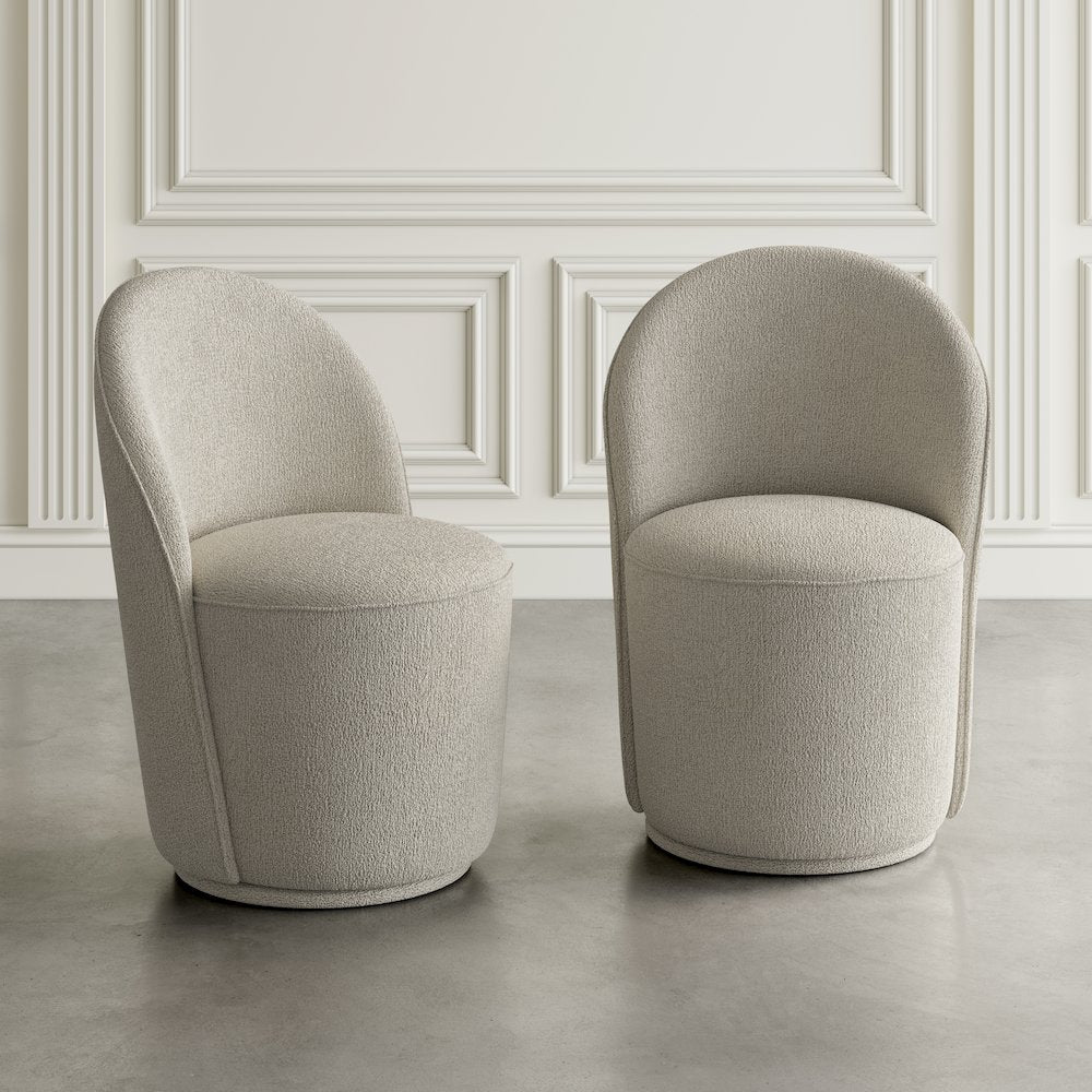 Landon Mid-Century Modern Upholstered Swivel Dining Chair (Set of 2)