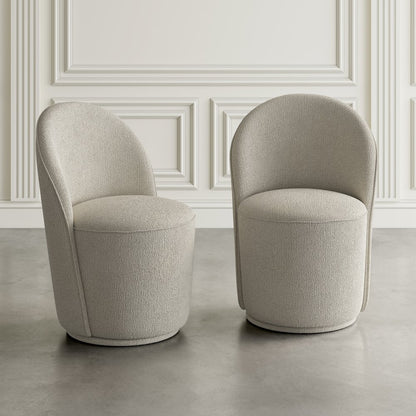 Landon Mid-Century Modern Upholstered Swivel Dining Chair (Set of 2)