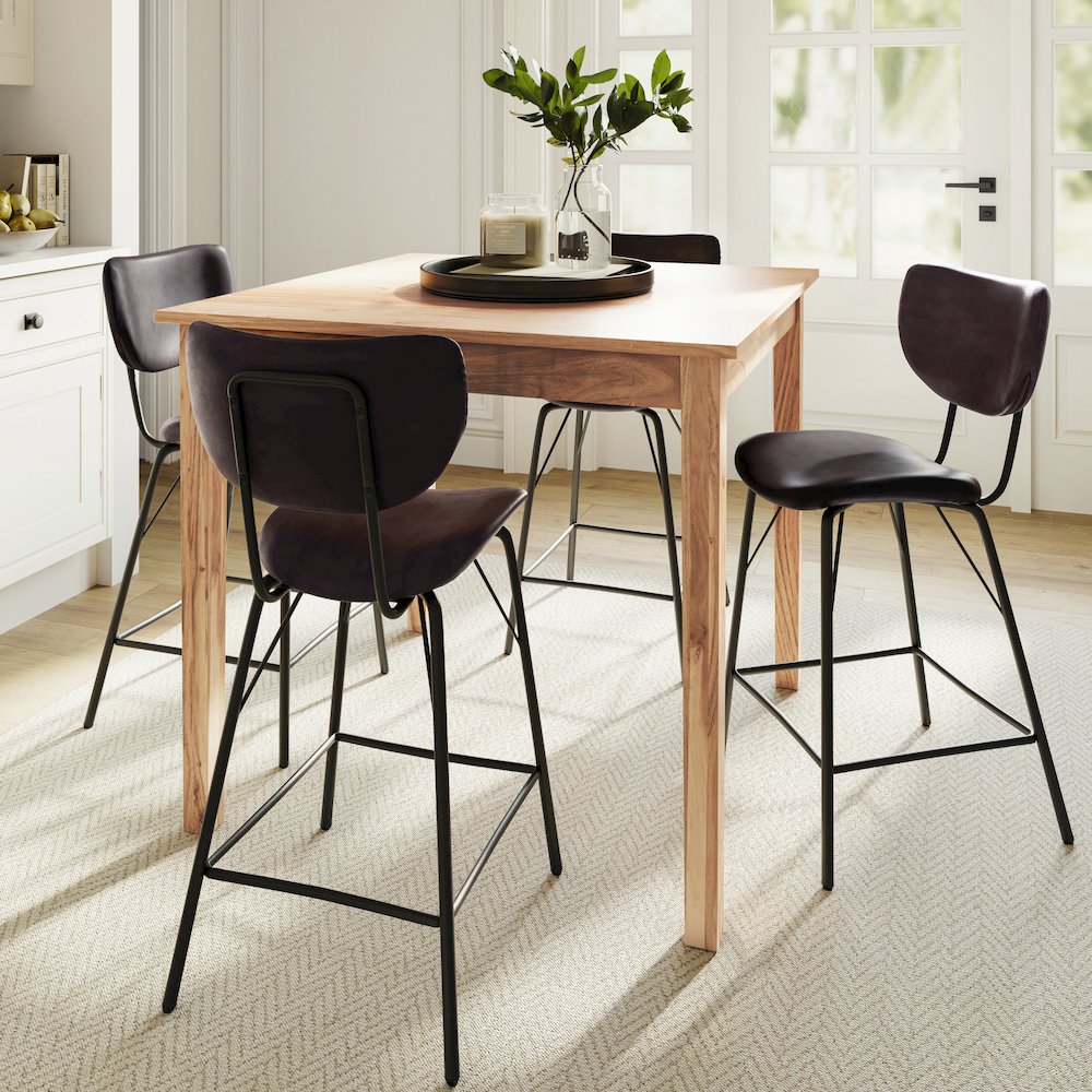 Modern Faux Leather Split-Back Upholstered Counter Height Barstool (Set of 2)