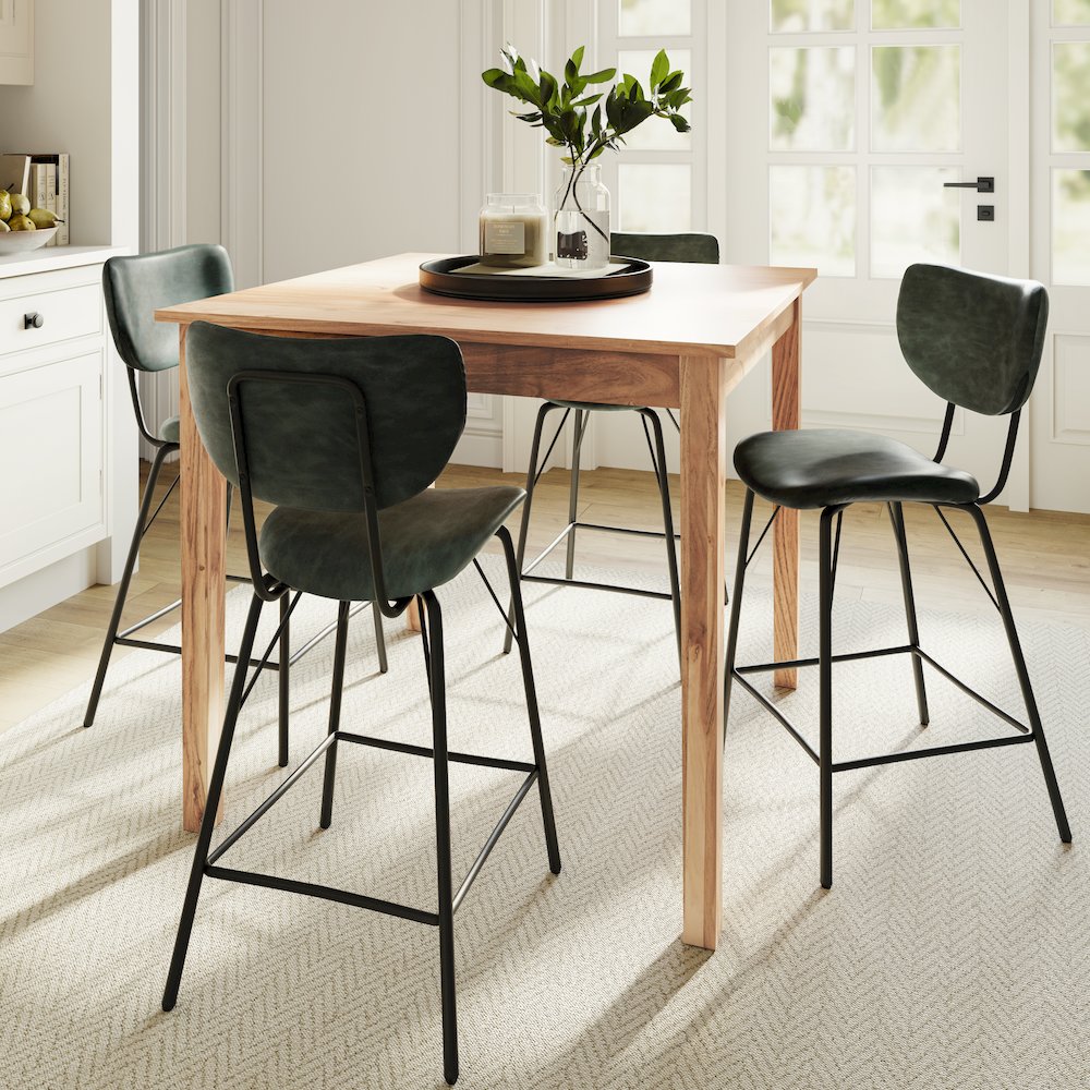 Colby Five Piece Square Solid Wood Counter Height Dining Set