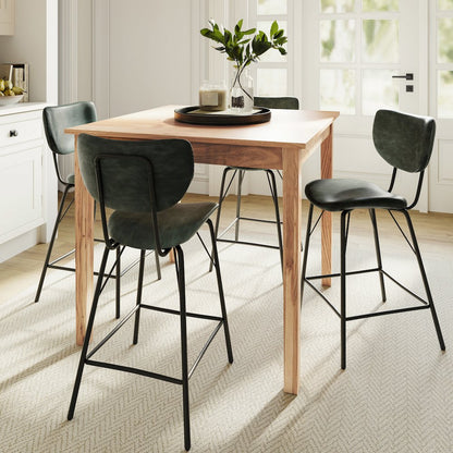 Modern Faux Leather Split-Back Upholstered Counter Height Barstool (Set of 2)