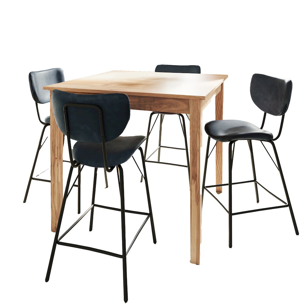 Colby Five Piece Square Solid Wood Counter Height Dining Set