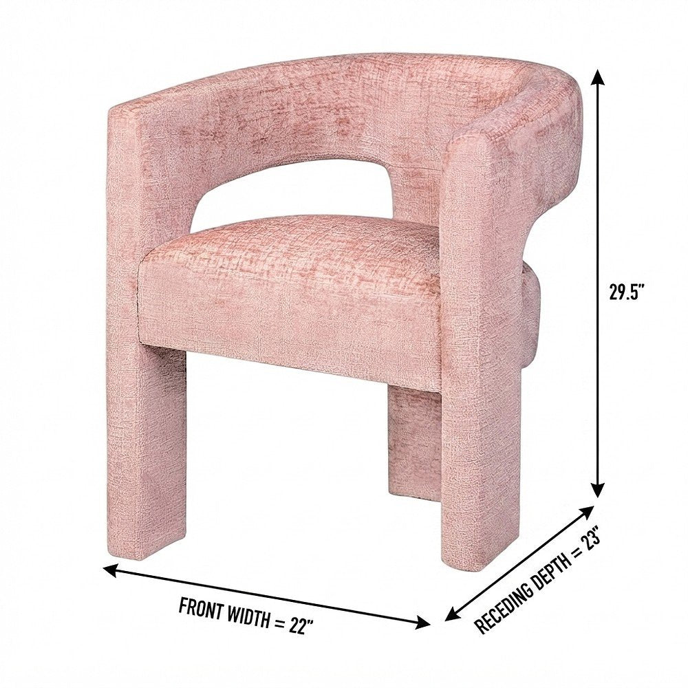 Jacquard Fabric Sculptural Modern Luxury Accent Chairs, Set of 4, Pink