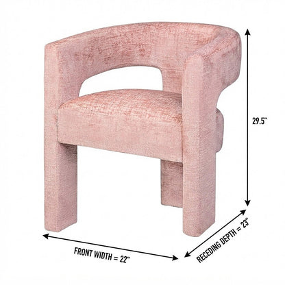 Jacquard Fabric Sculptural Modern Luxury Accent Chairs, Set of 4, Pink