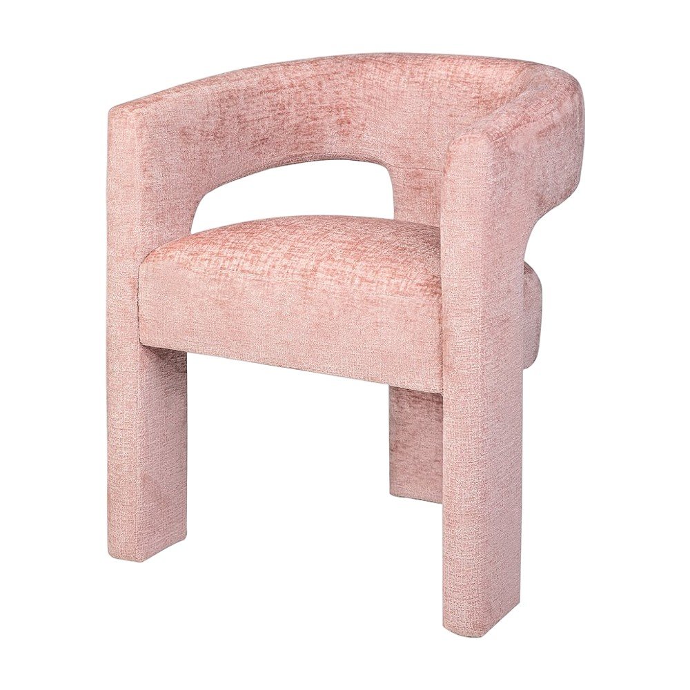 Jacquard Fabric Sculptural Modern Luxury Accent Chairs, Set of 4, Pink