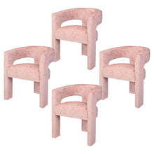 Jacquard Fabric Sculptural Modern Luxury Accent Chairs, Set of 4, Pink
