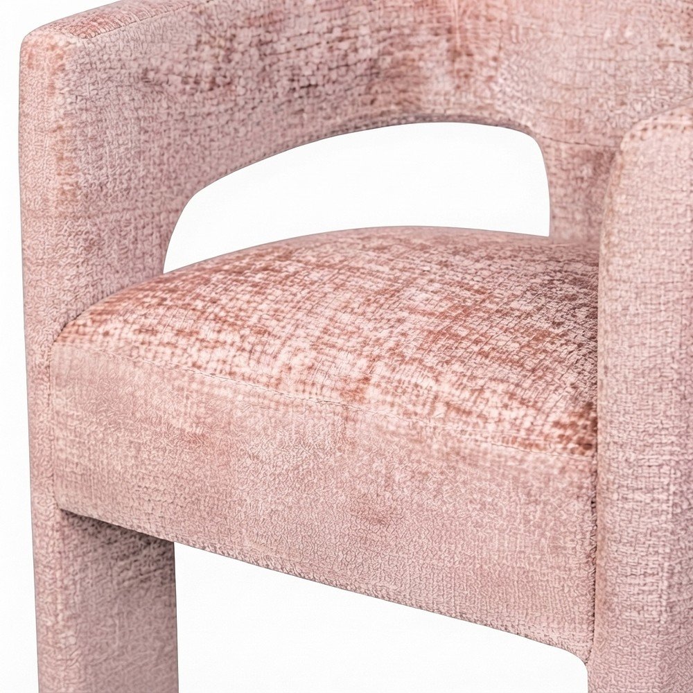 Jacquard Fabric Sculptural Modern Luxury Accent Chairs, Set of 4, Pink