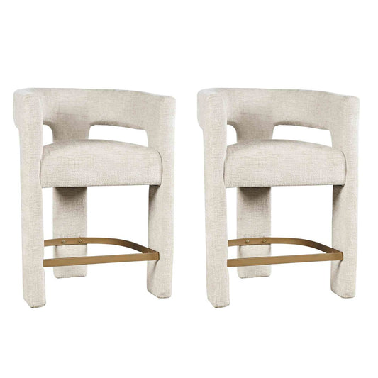 Gwen Modern Luxury Jacquard Fabric Sculpture Counter Stool - Set of 2