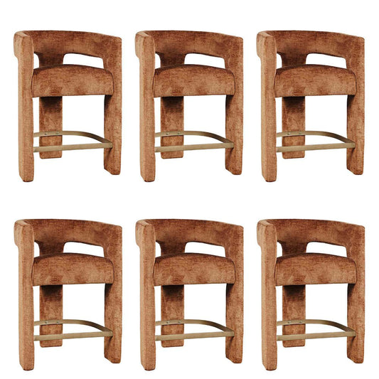 Gwen Modern Luxury Jacquard Fabric Sculpture Counter Stool - Set of 6