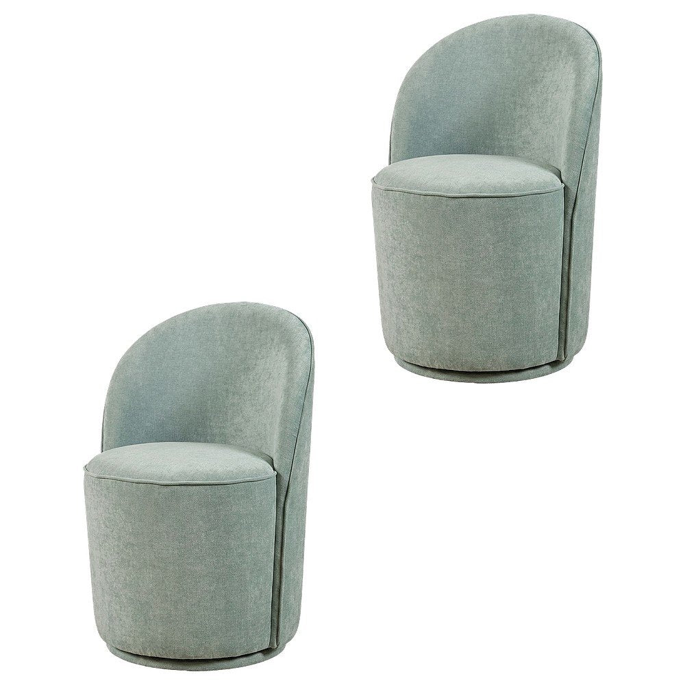Mid-Century Modern Upholstered Swivel Dining Chair, Blue, Set of 2
