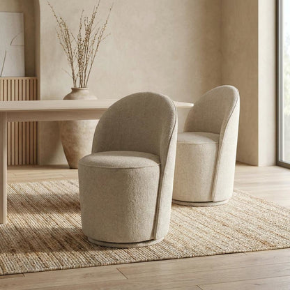 Mid-Century Modern Upholstered Swivel Dining Chair, Gray, Set of 2