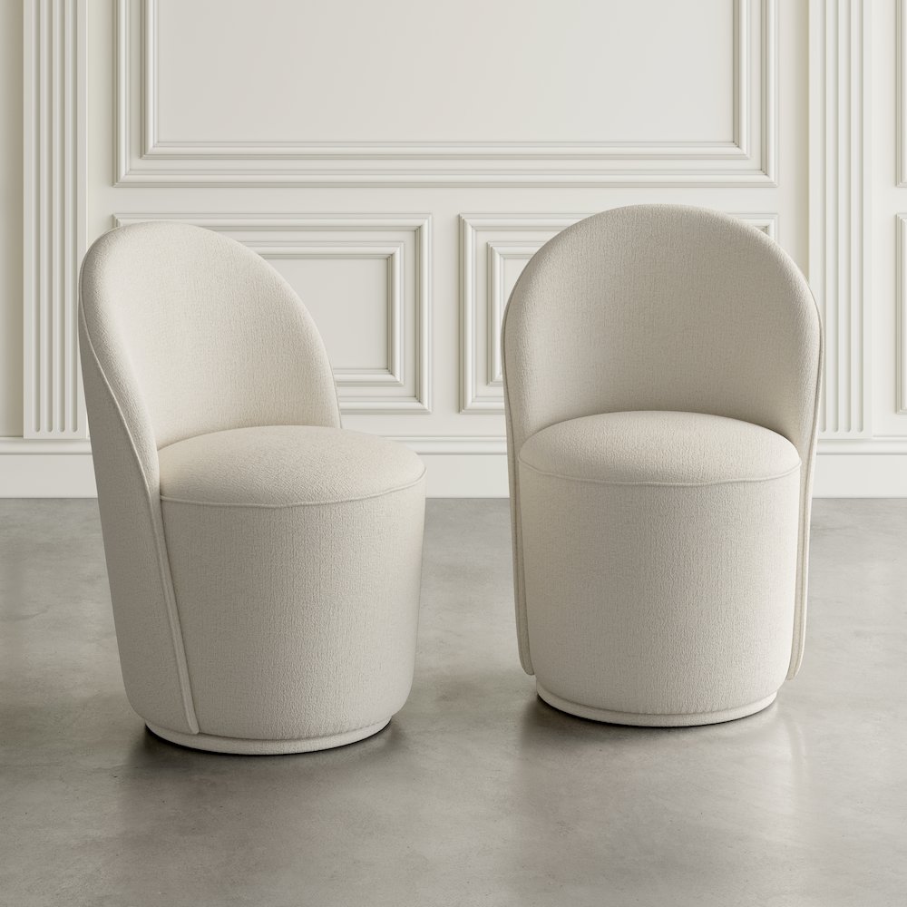 Landon Mid-Century Modern Upholstered Swivel Dining Chair (Set of 2)