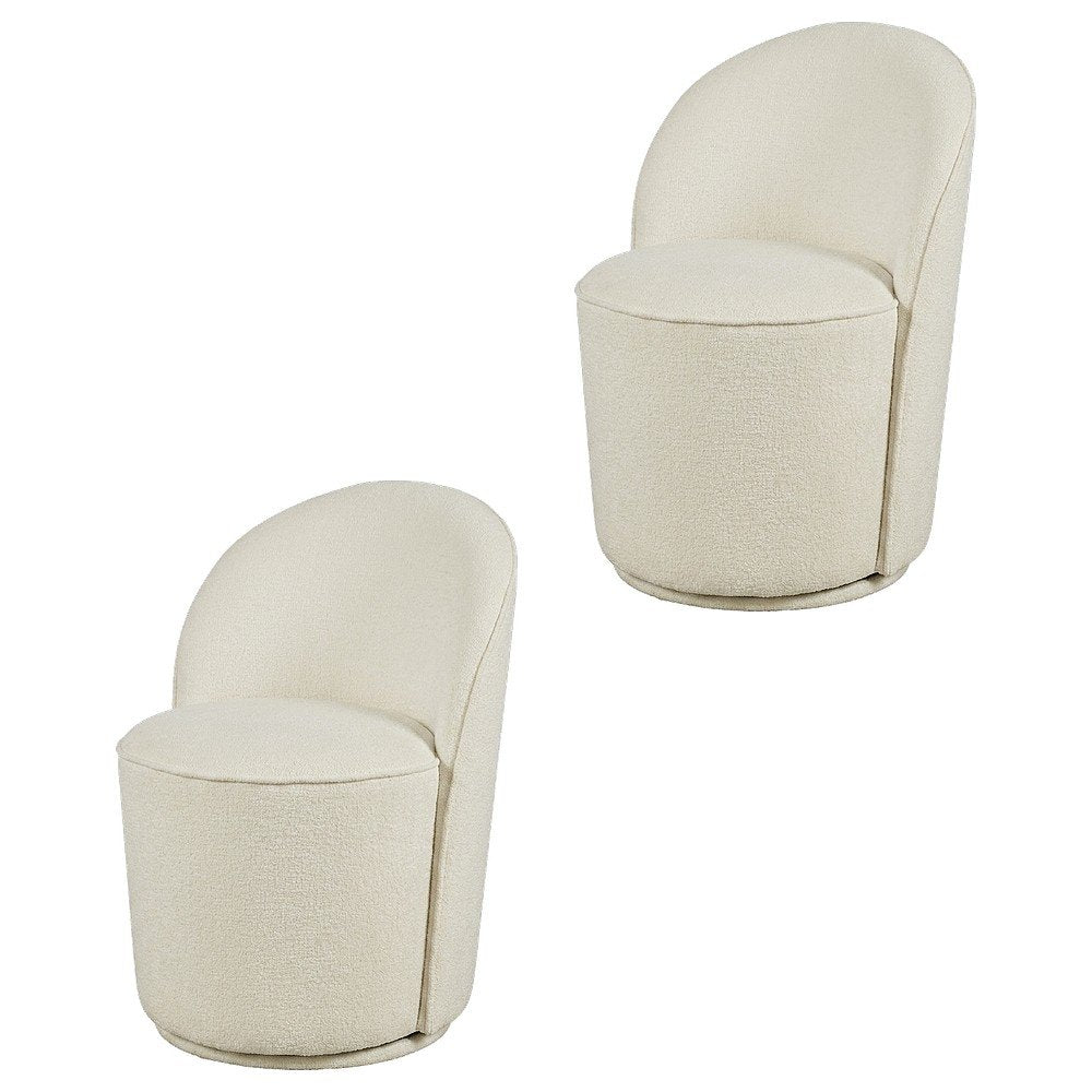 Mid-Century Modern Upholstered Swivel Dining Chair, Natural, Set of 2