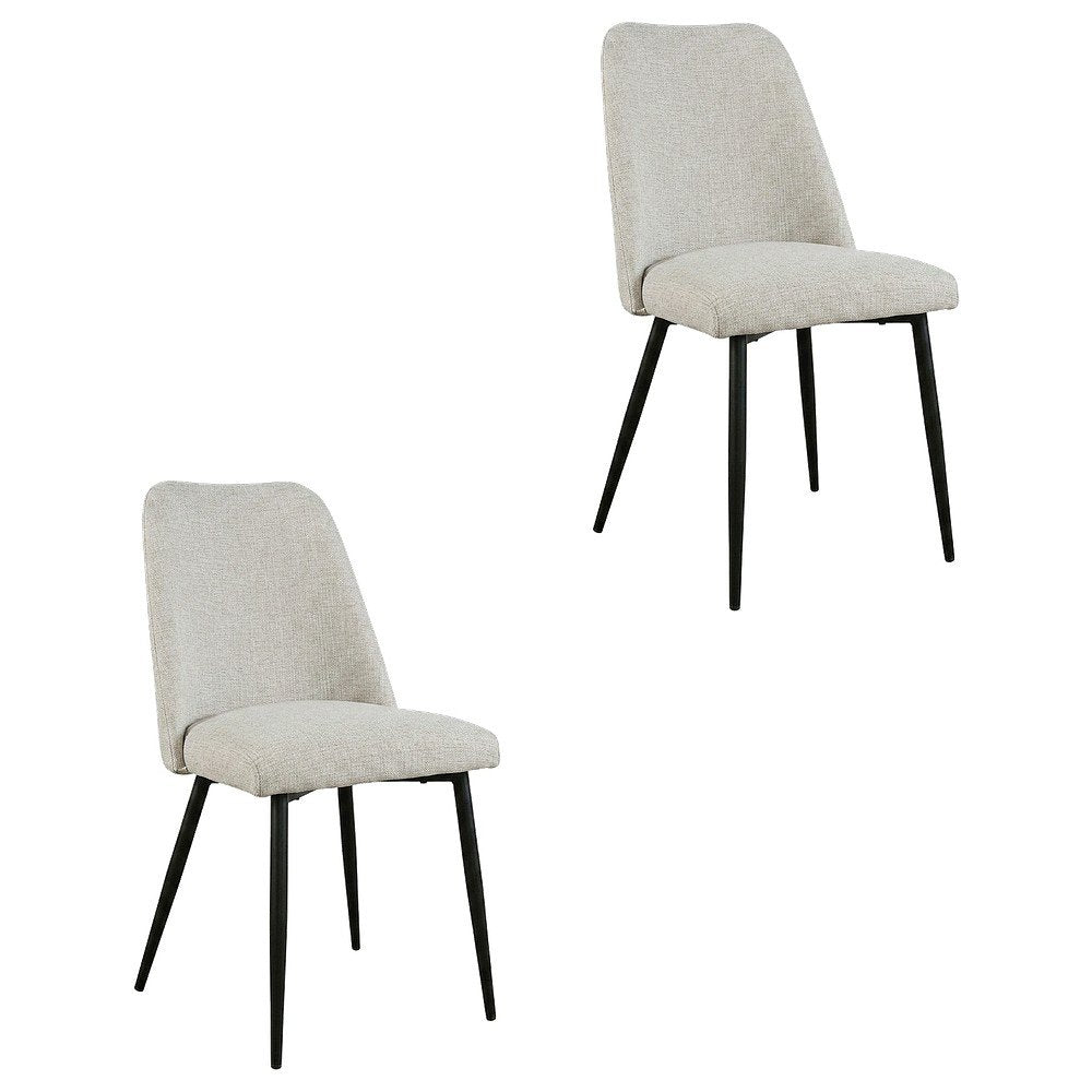 Polyester-Upholstered Modern Dining Chairs with Iron Legs, Grey, Set of 2