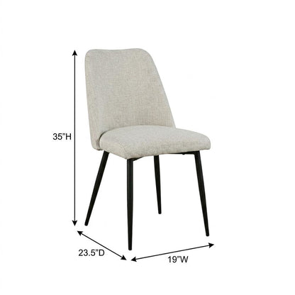 Polyester-Upholstered Modern Dining Chairs with Iron Legs, Grey, Set of 2