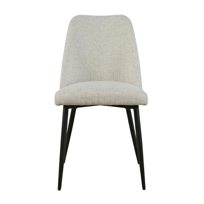 Polyester-Upholstered Modern Dining Chairs with Iron Legs, Grey, Set of 2