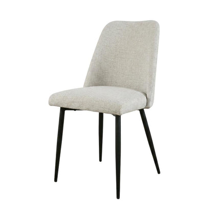 Polyester-Upholstered Modern Dining Chairs with Iron Legs, Grey, Set of 2