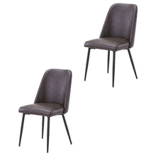 Faux Leather Upholstered Mid-Century Modern Dining Chair, Dark Brown, Set of 2