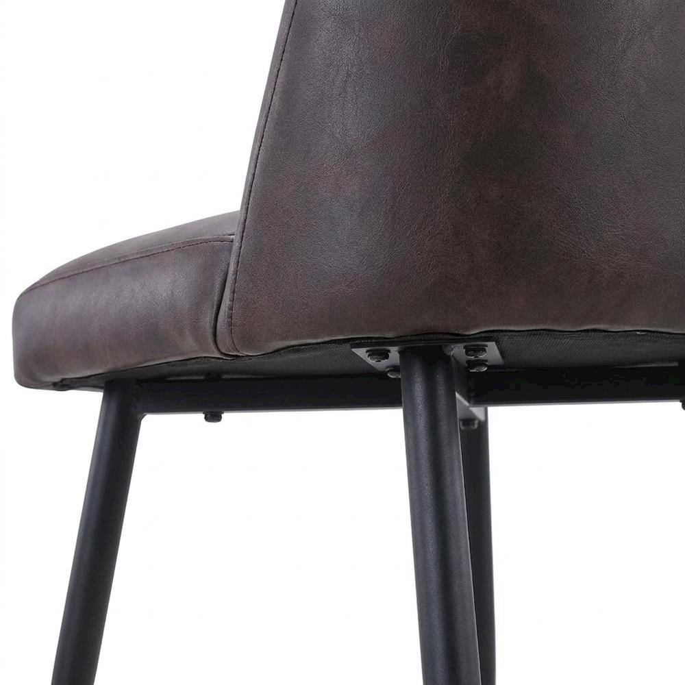Faux Leather Upholstered Mid-Century Modern Dining Chair, Dark Brown, Set of 2