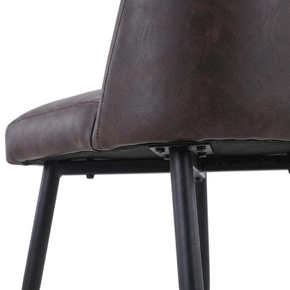 Faux Leather Upholstered Mid-Century Modern Dining Chair, Dark Brown, Set of 2