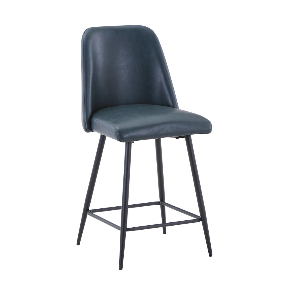 Mid-Century Modern Faux Leather Upholstered Counter Height Barstool (Set of 2)