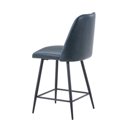 Mid-Century Modern Faux Leather Upholstered Counter Height Barstool (Set of 2)