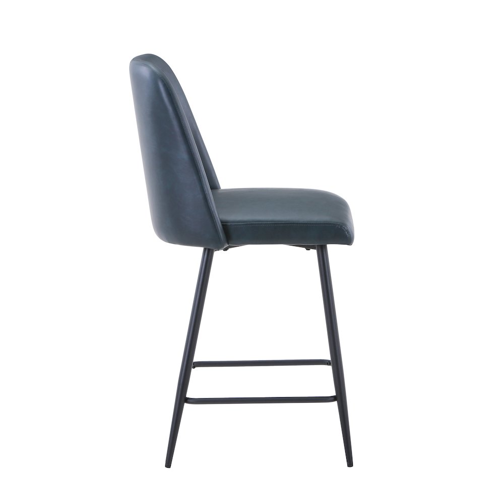 Mid-Century Modern Faux Leather Upholstered Counter Height Barstool (Set of 2)
