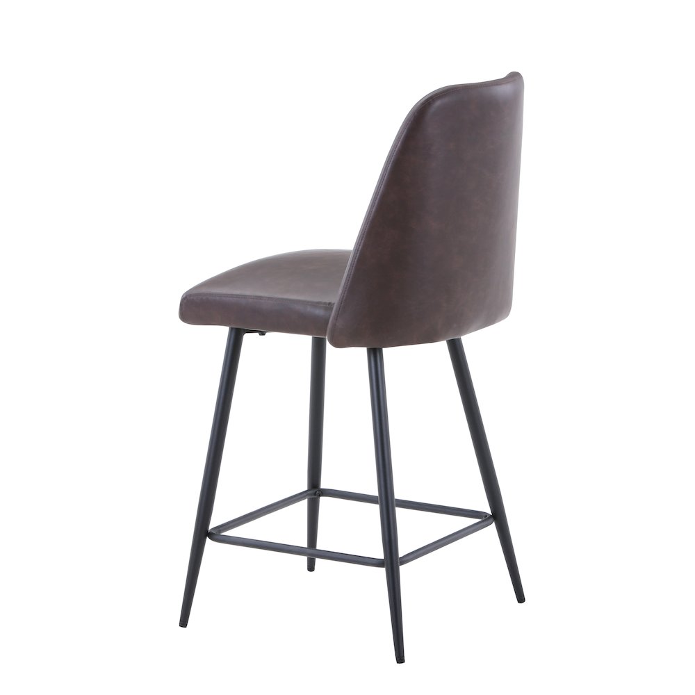 Mid-Century Modern Faux Leather Upholstered Counter Height Barstool (Set of 2)
