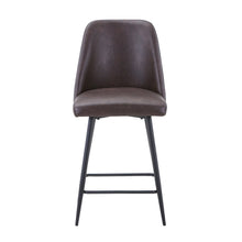 Mid-Century Modern Faux Leather Upholstered Counter Height Barstool (Set of 2)