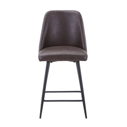 Mid-Century Modern Faux Leather Upholstered Counter Height Barstool (Set of 2)