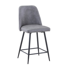Mid-Century Modern Faux Leather Upholstered Counter Height Barstool (Set of 2)