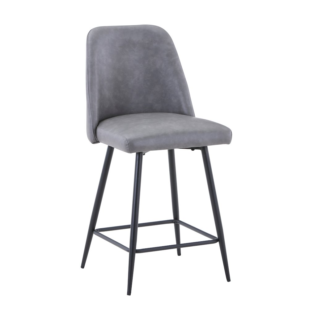 Mid-Century Modern Faux Leather Upholstered Counter Height Barstool (Set of 2)