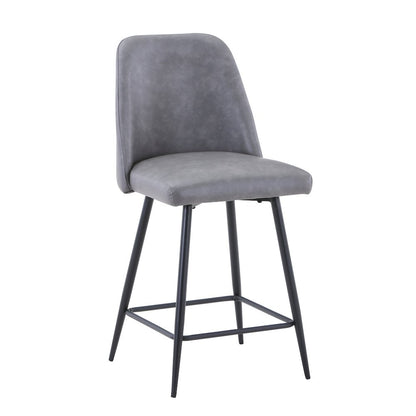 Mid-Century Modern Faux Leather Upholstered Counter Height Barstool (Set of 2)