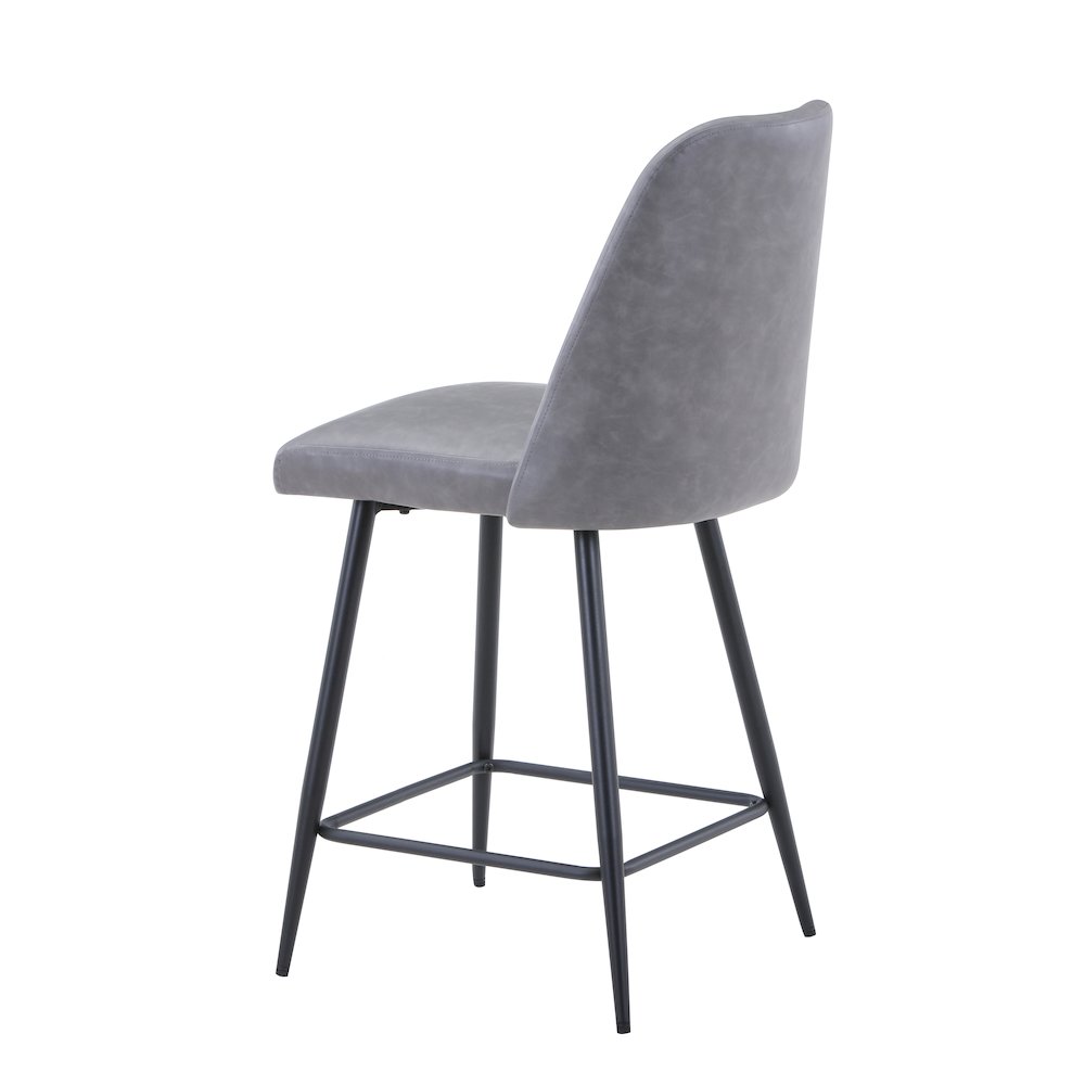 Mid-Century Modern Faux Leather Upholstered Counter Height Barstool (Set of 2)